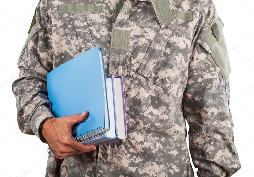military force man with notebooks