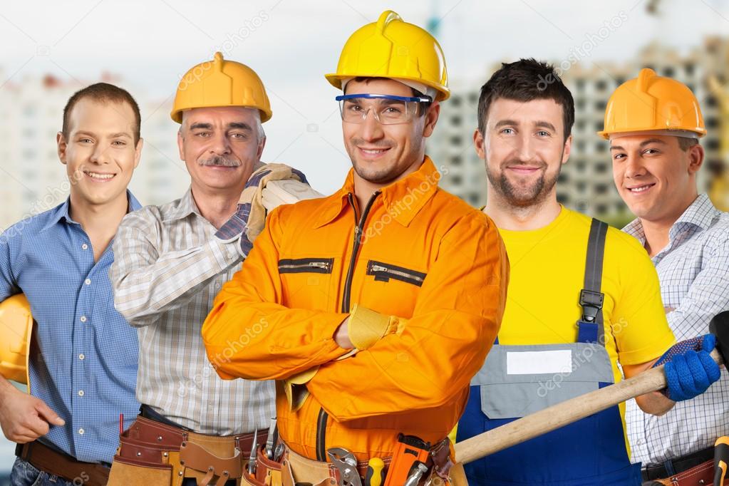 Group of builders in hardhats 
