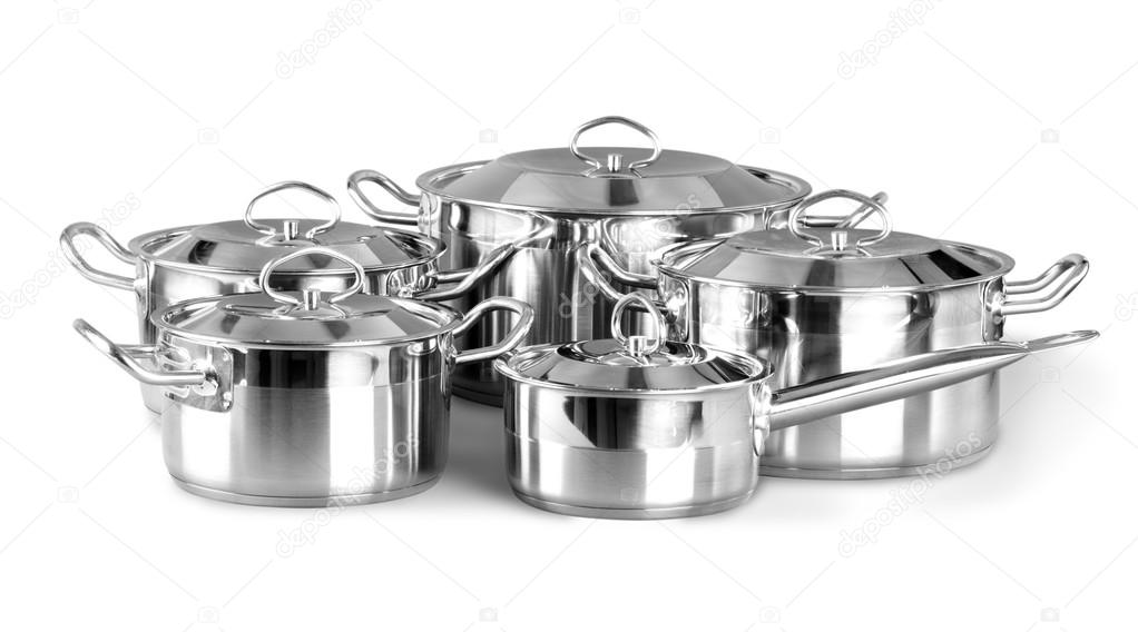 Set of Cooking silver pans