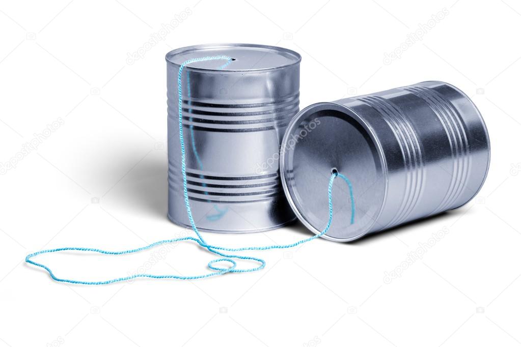 Tin Can Phone connected with thread — Stock Photo © billiondigital 118558858