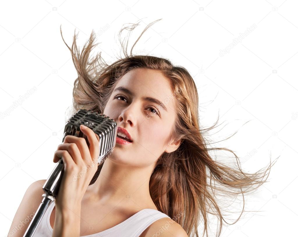 Elegant woman singing