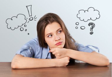 Thoughtful female young Student  clipart