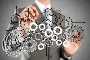 işadamı ve analytics sembolleri 