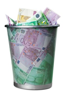 çöp kutusu içinde Euro