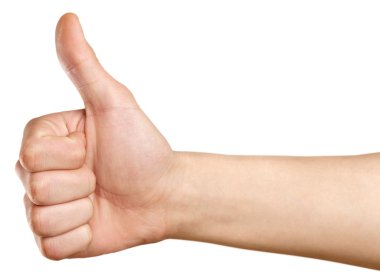 Erkek el başparmak gösterilen