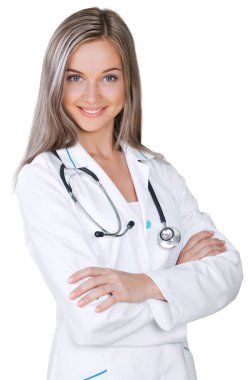 kadın doktor izole stetoskop ile