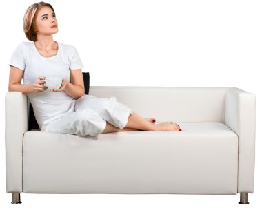 kadın kahve kanepenin üstünde