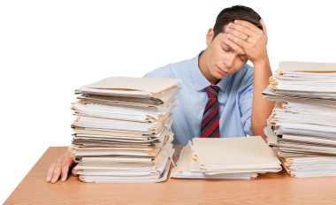 birçok iş kağıtları ile işadamı