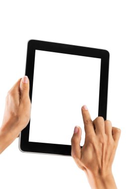 Dijital tablet tutan kadın