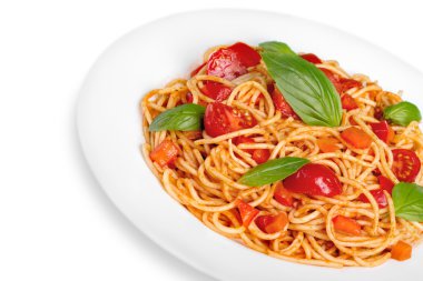 Spagetti makarna domates ile