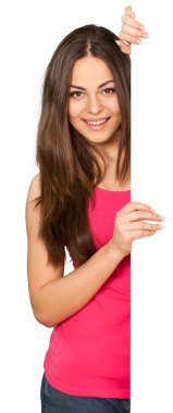  kadın gösteren boş tabela