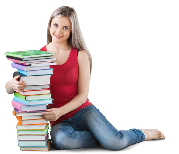 Jong student meisje met boeken — Stockfoto