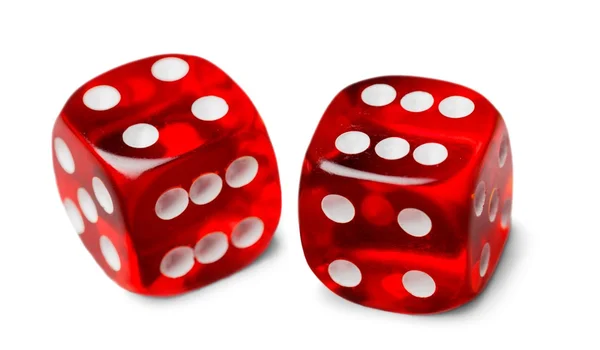 Red dices in midair — Stock Photo, Image