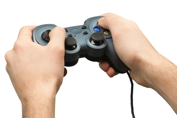 Pojke som håller konsolen controller — Stockfoto