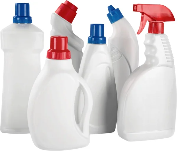 Műanyag palackok és tisztító berendezések — Stock Fotó