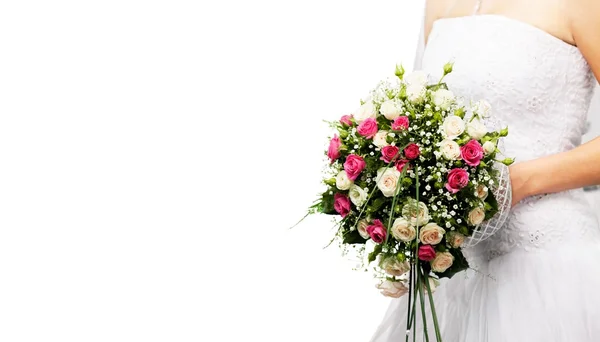 Sposa con bellissimo bouquet da sposa — Foto Stock