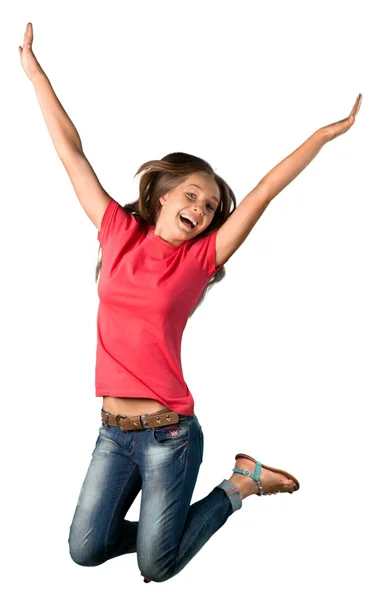 Adolescente menina pulando — Fotografia de Stock