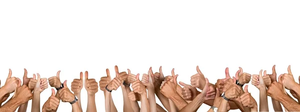 Hands showing thumbs up signs — Stock Photo, Image