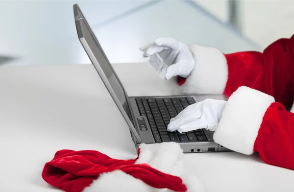 Santa claus shopping en ligne — Photo
