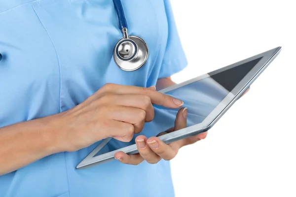 Dottore che lavora con tablet pc — Foto Stock