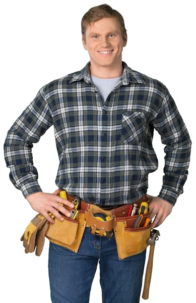 Trabajador masculino con cinturón de herramientas —  Fotos de Stock