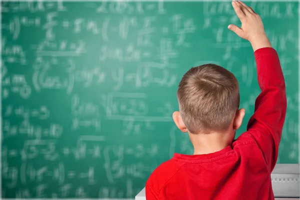 Garçon étudiant matière à l'école — Photo