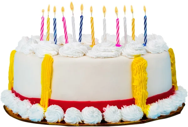 Narozeninový dort se svíčkami — Stock fotografie
