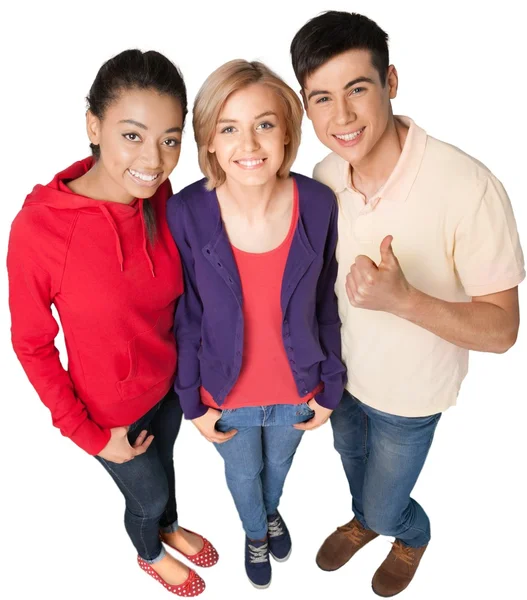 Groep studenten geïsoleerd — Stockfoto