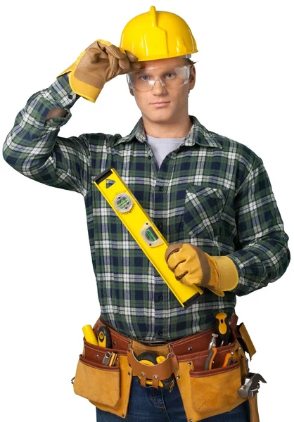 Male worker with tool belt — Stock Photo, Image