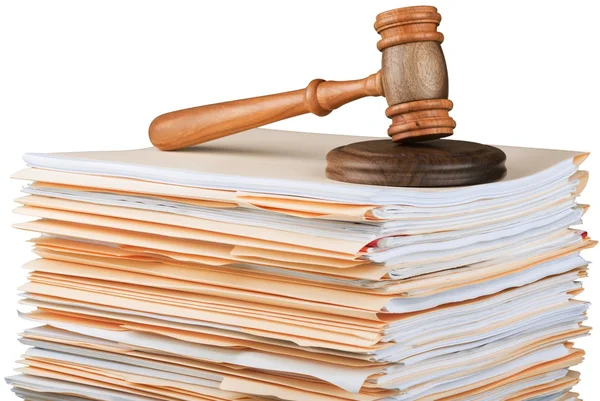 Judge hammer  and documents — Stock Photo, Image