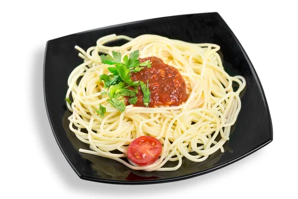 Massa de espaguete com tomates — Fotografia de Stock