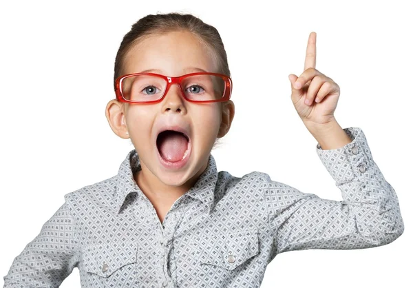 Young boy in  glasses thinking — Stock Photo, Image