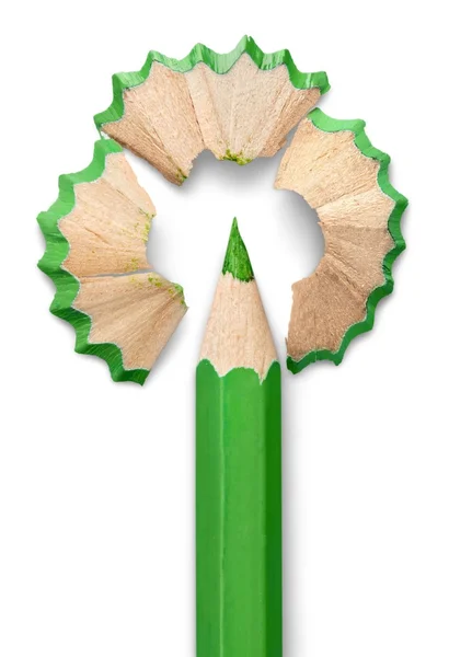 Zöld ceruza fehér. — Stock Fotó