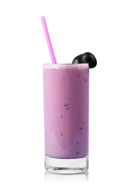 Glass of blueberry smoothie isolated — Stock Photo, Image