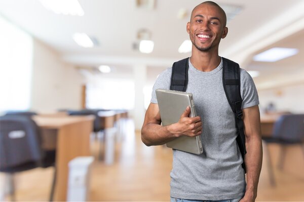 Student man with laptop