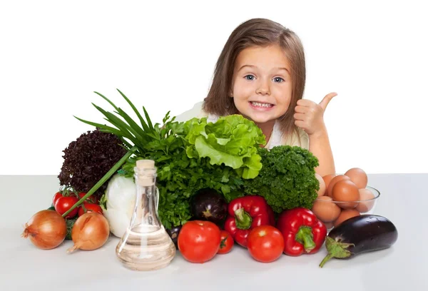 Маленькая девочка со здоровой пищей — стоковое фото