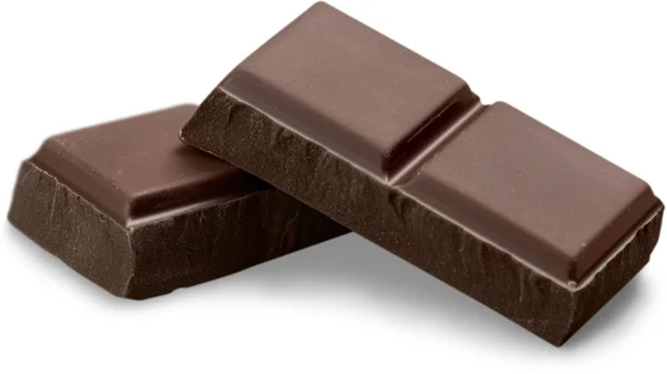 Dwa kawałki czekolady na białym tle — Zdjęcie stockowe