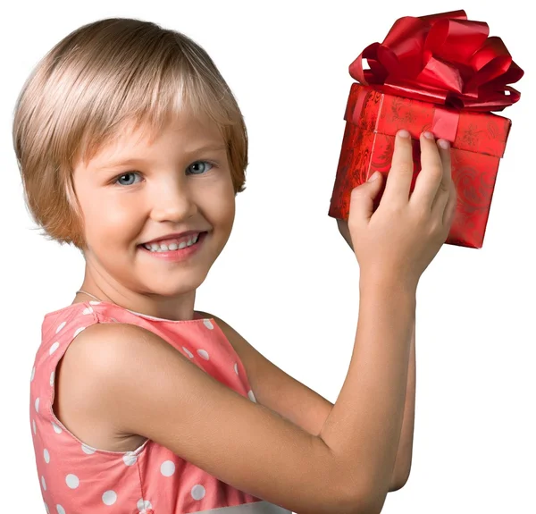 Niña con caja de regalo — Foto de Stock