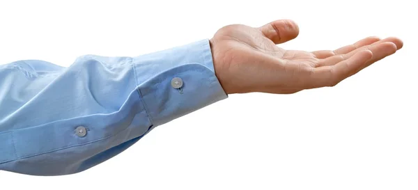 Die Hand des Geschäftsmannes zeigt Geste — Stockfoto