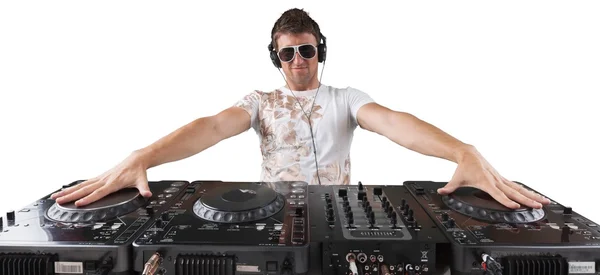 Junger DJ mit Kopfhörern — Stockfoto