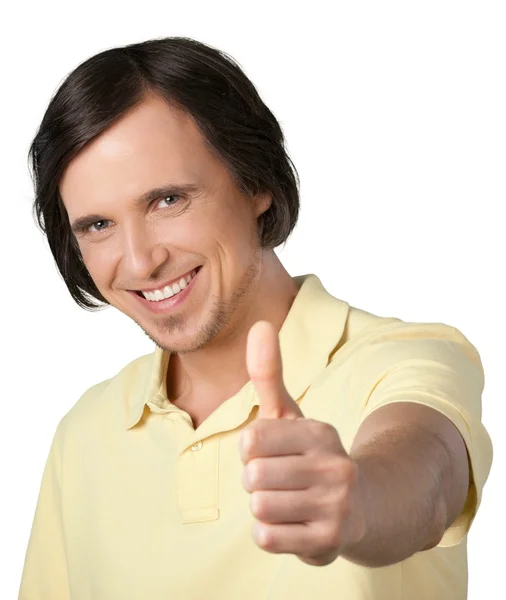 Handsome man showing thumbs up — Stock Photo, Image