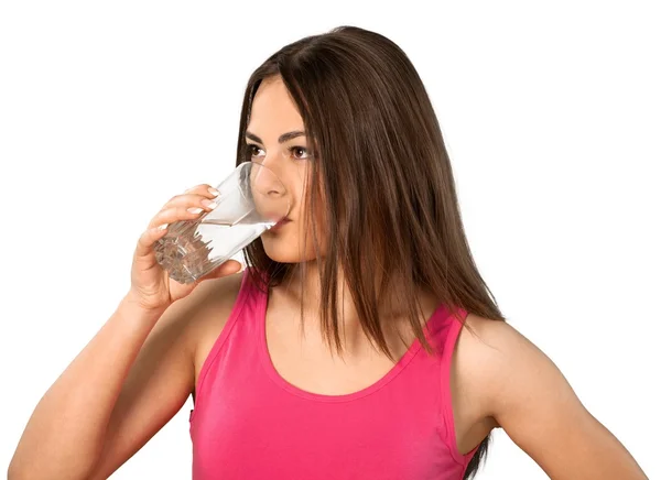 Young woman drinking milk — Stock Photo, Image