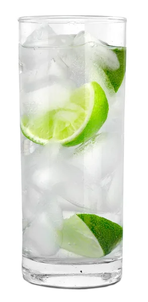 Cocktail with ice and lime slices — Stock Photo, Image