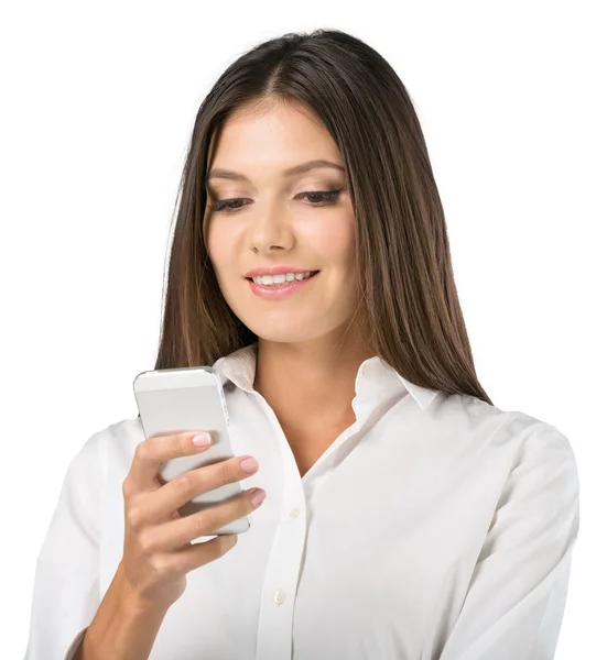 Young  businesswoman with phone — Stock Photo, Image