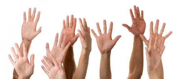 Set of raised hands