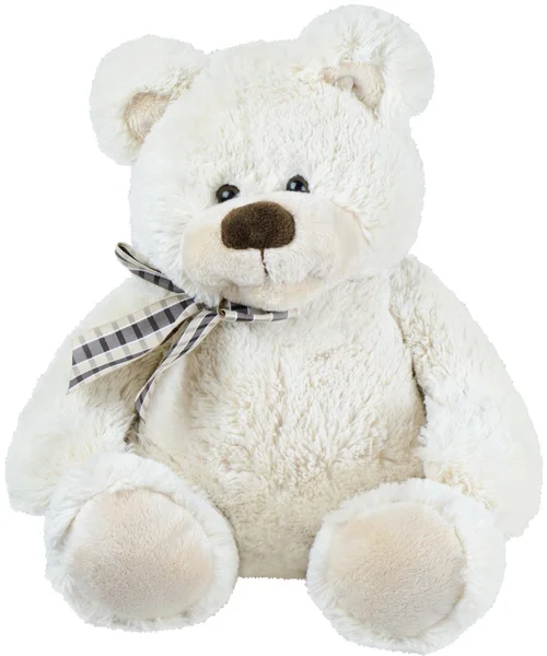 Urso de pelúcia de brinquedo branco isolado — Fotografia de Stock