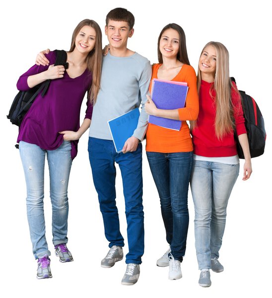 group of students  isolated