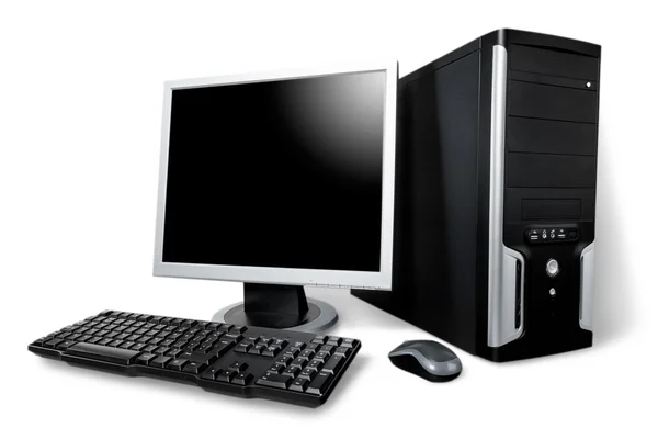 Desktop-Computer und Tastatur — Stockfoto