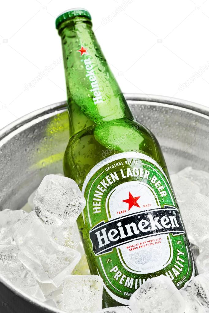 KHERSON, UKRAINE - NOVEMBER 11, 2014: Heineken Beer on white background