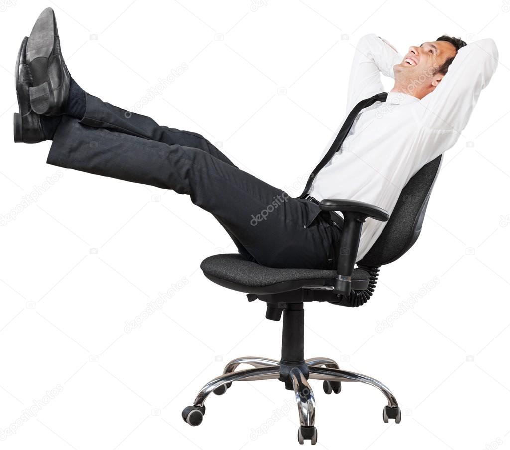 Smiling businessman sitting on chair